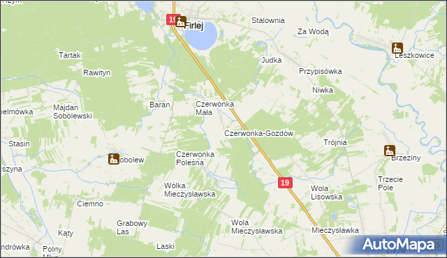 mapa Czerwonka-Gozdów, Czerwonka-Gozdów na mapie Targeo