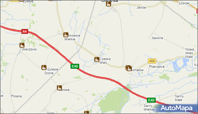 mapa Czeska Wieś, Czeska Wieś na mapie Targeo