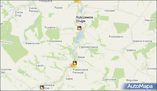 mapa Częstoborowice, Częstoborowice na mapie Targeo