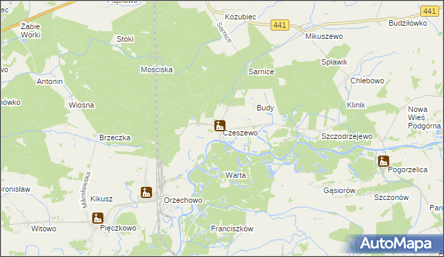 mapa Czeszewo gmina Miłosław, Czeszewo gmina Miłosław na mapie Targeo