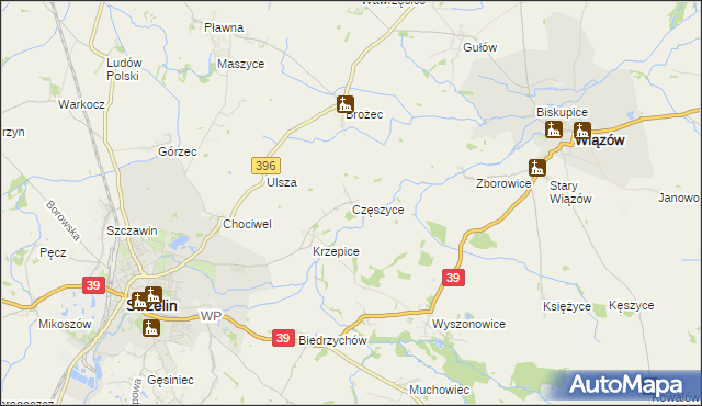 mapa Częszyce, Częszyce na mapie Targeo