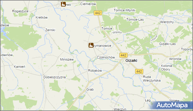 mapa Czołnochów, Czołnochów na mapie Targeo