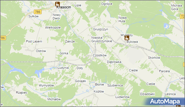 mapa Czostków gmina Krasocin, Czostków gmina Krasocin na mapie Targeo