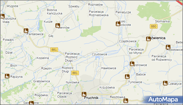 mapa Czudowice, Czudowice na mapie Targeo