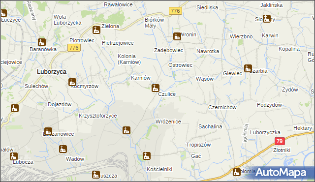 mapa Czulice, Czulice na mapie Targeo