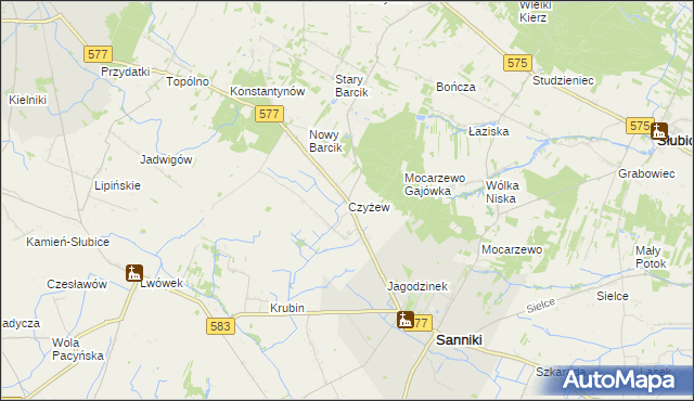 mapa Czyżew gmina Sanniki, Czyżew gmina Sanniki na mapie Targeo