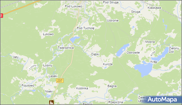 mapa Dąbki gmina Czersk, Dąbki gmina Czersk na mapie Targeo