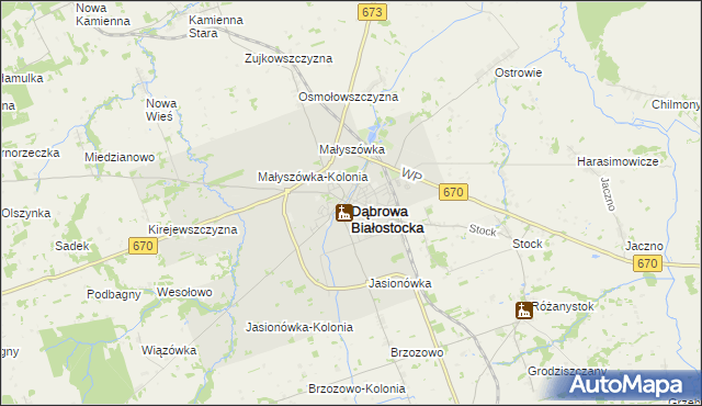 mapa Dąbrowa Białostocka, Dąbrowa Białostocka na mapie Targeo