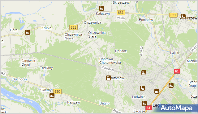 mapa Dąbrowa Chotomowska, Dąbrowa Chotomowska na mapie Targeo