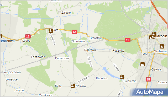 mapa Dąbrowa gmina Jarocin, Dąbrowa gmina Jarocin na mapie Targeo