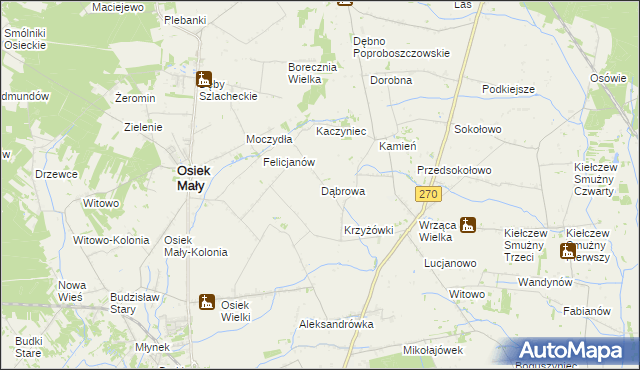 mapa Dąbrowa gmina Koło, Dąbrowa gmina Koło na mapie Targeo