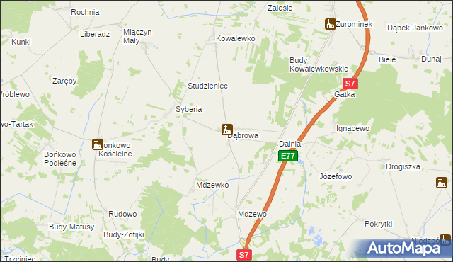 mapa Dąbrowa gmina Strzegowo, Dąbrowa gmina Strzegowo na mapie Targeo