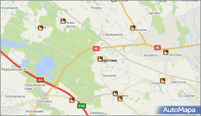 mapa Dąbrowa powiat opolski, Dąbrowa powiat opolski na mapie Targeo