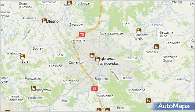 mapa Dąbrowa Tarnowska, Dąbrowa Tarnowska na mapie Targeo