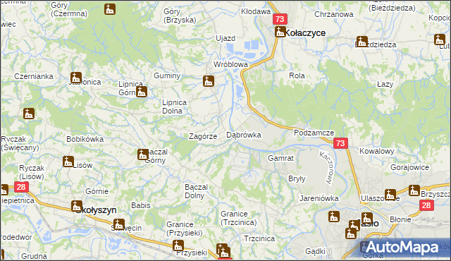 mapa Dąbrówka gmina Brzyska, Dąbrówka gmina Brzyska na mapie Targeo