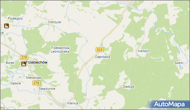 mapa Dąbrówka gmina Kargowa, Dąbrówka gmina Kargowa na mapie Targeo