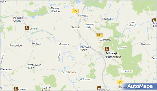 mapa Dąbrówka Pruska, Dąbrówka Pruska na mapie Targeo