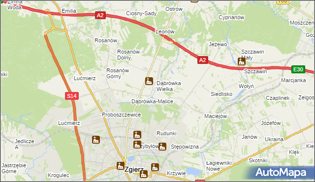 mapa Dąbrówka-Sowice, Dąbrówka-Sowice na mapie Targeo