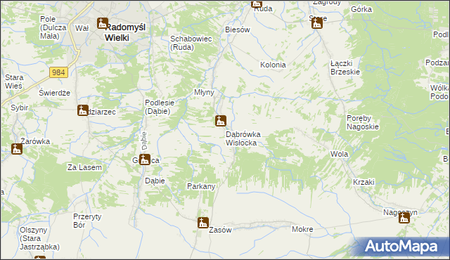 mapa Dąbrówka Wisłocka, Dąbrówka Wisłocka na mapie Targeo