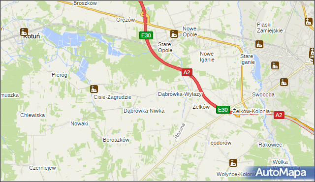 mapa Dąbrówka-Wyłazy, Dąbrówka-Wyłazy na mapie Targeo