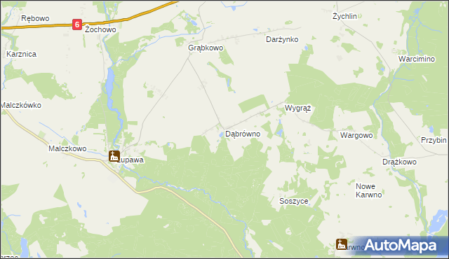 mapa Dąbrówno gmina Potęgowo, Dąbrówno gmina Potęgowo na mapie Targeo