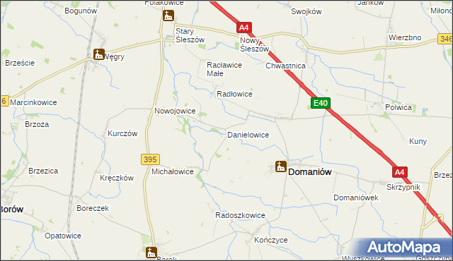 mapa Danielowice, Danielowice na mapie Targeo