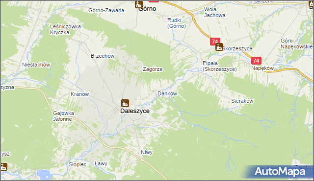 mapa Danków gmina Daleszyce, Danków gmina Daleszyce na mapie Targeo