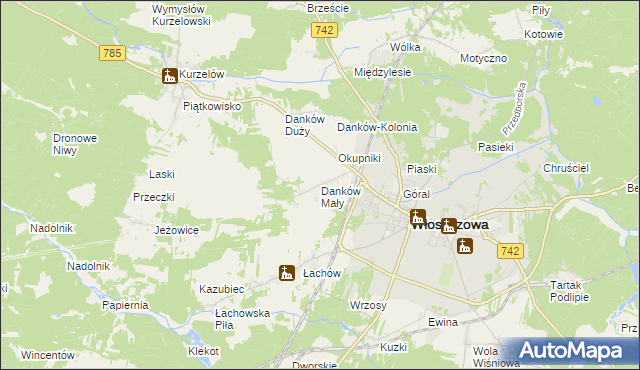 mapa Danków Mały, Danków Mały na mapie Targeo