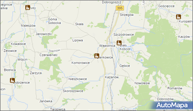 mapa Dankowice gmina Strzelin, Dankowice gmina Strzelin na mapie Targeo