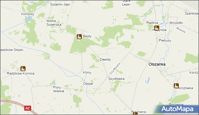 mapa Dawidy gmina Olszanka, Dawidy gmina Olszanka na mapie Targeo
