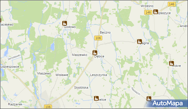 mapa Dębice gmina Maszewo, Dębice gmina Maszewo na mapie Targeo