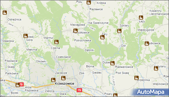 mapa Dębnik gmina Krzeszowice, Dębnik gmina Krzeszowice na mapie Targeo