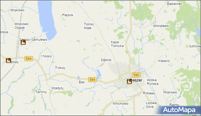 mapa Dębnik gmina Reszel, Dębnik gmina Reszel na mapie Targeo