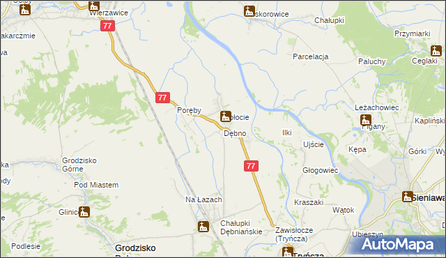 mapa Dębno gmina Leżajsk, Dębno gmina Leżajsk na mapie Targeo