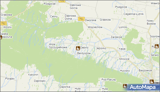 mapa Dębno gmina Nowa Słupia, Dębno gmina Nowa Słupia na mapie Targeo