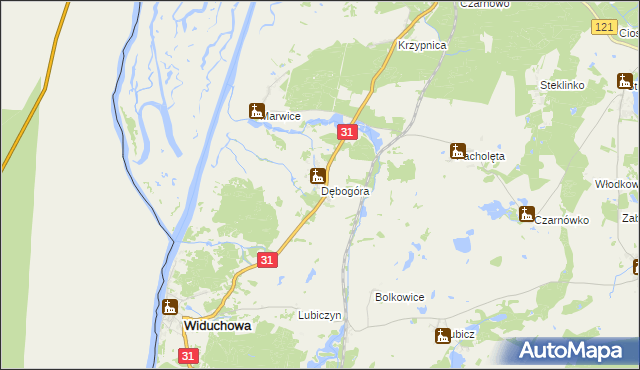 mapa Dębogóra gmina Widuchowa, Dębogóra gmina Widuchowa na mapie Targeo