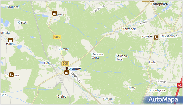 mapa Dębowa Góra gmina Boronów, Dębowa Góra gmina Boronów na mapie Targeo