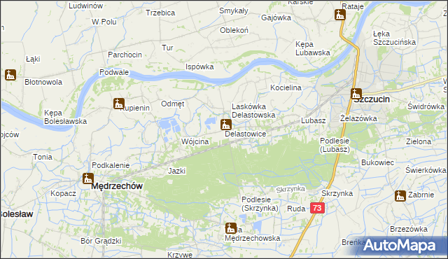 mapa Delastowice, Delastowice na mapie Targeo