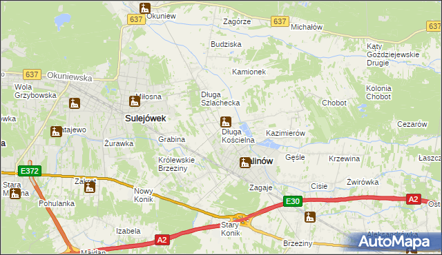 mapa Długa Kościelna, Długa Kościelna na mapie Targeo