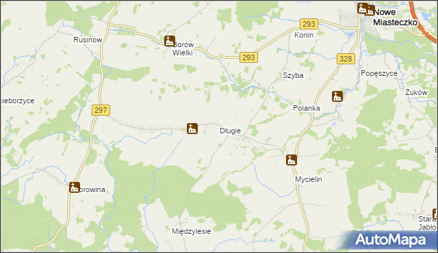 mapa Długie gmina Szprotawa, Długie gmina Szprotawa na mapie Targeo