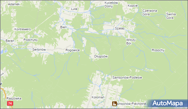 mapa Długojów, Długojów na mapie Targeo