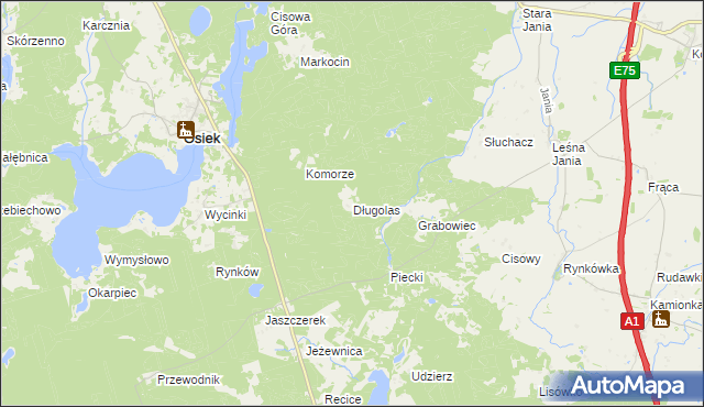 mapa Długolas, Długolas na mapie Targeo