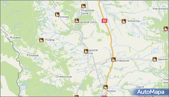 mapa Długopole Górne, Długopole Górne na mapie Targeo