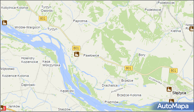 mapa Długowola gmina Stężyca, Długowola gmina Stężyca na mapie Targeo