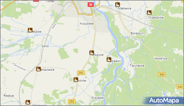 mapa Dłużyce, Dłużyce na mapie Targeo