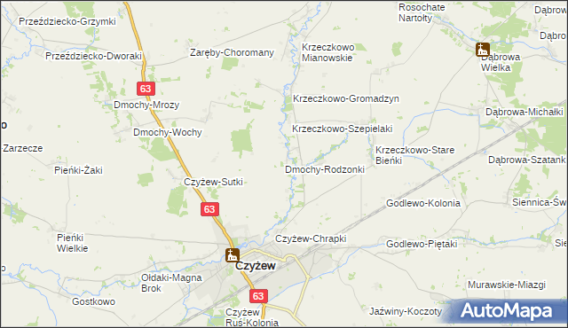 mapa Dmochy-Rodzonki, Dmochy-Rodzonki na mapie Targeo