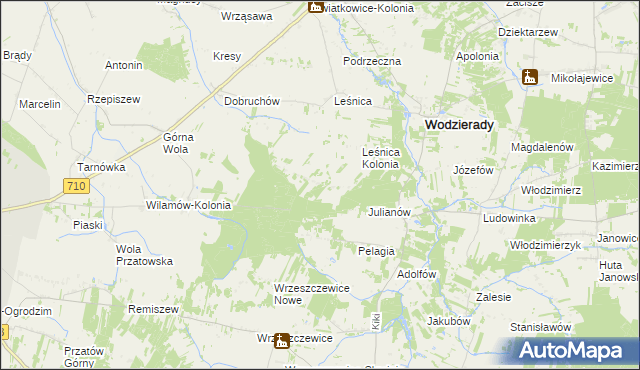 mapa Dobków gmina Wodzierady, Dobków gmina Wodzierady na mapie Targeo