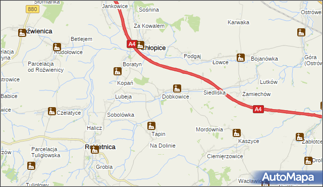 mapa Dobkowice gmina Chłopice, Dobkowice gmina Chłopice na mapie Targeo