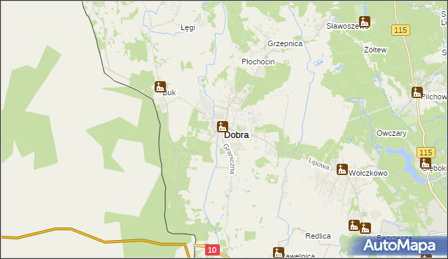 mapa Dobra gmina Dobra (Szczecińska), Dobra gmina Dobra (Szczecińska) na mapie Targeo