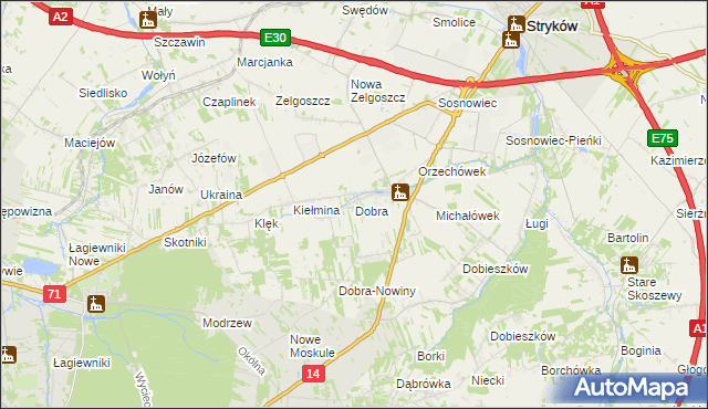 mapa Dobra gmina Stryków, Dobra gmina Stryków na mapie Targeo